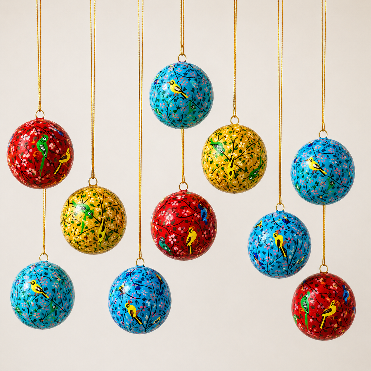 Hand painted christmas baubles, Handmade Christmas ornaments, Christmas Tree Decoratives, Paper Mache Baubles, Hanging Christmas Baubles